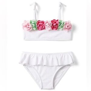 Janie and Jack white with flowers 2-piece swimsuit